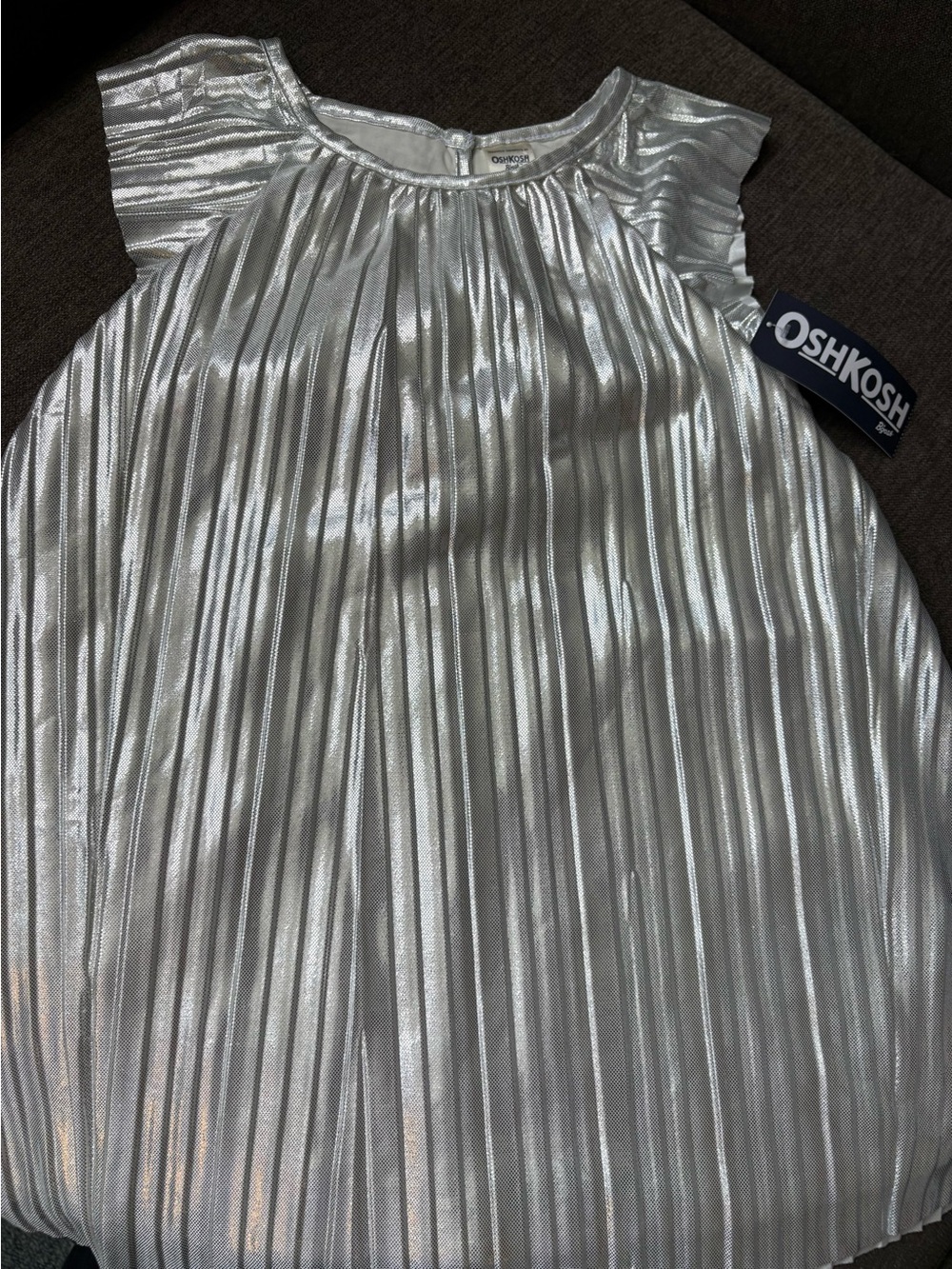OshKosh Silver Metallic Pleated Dress